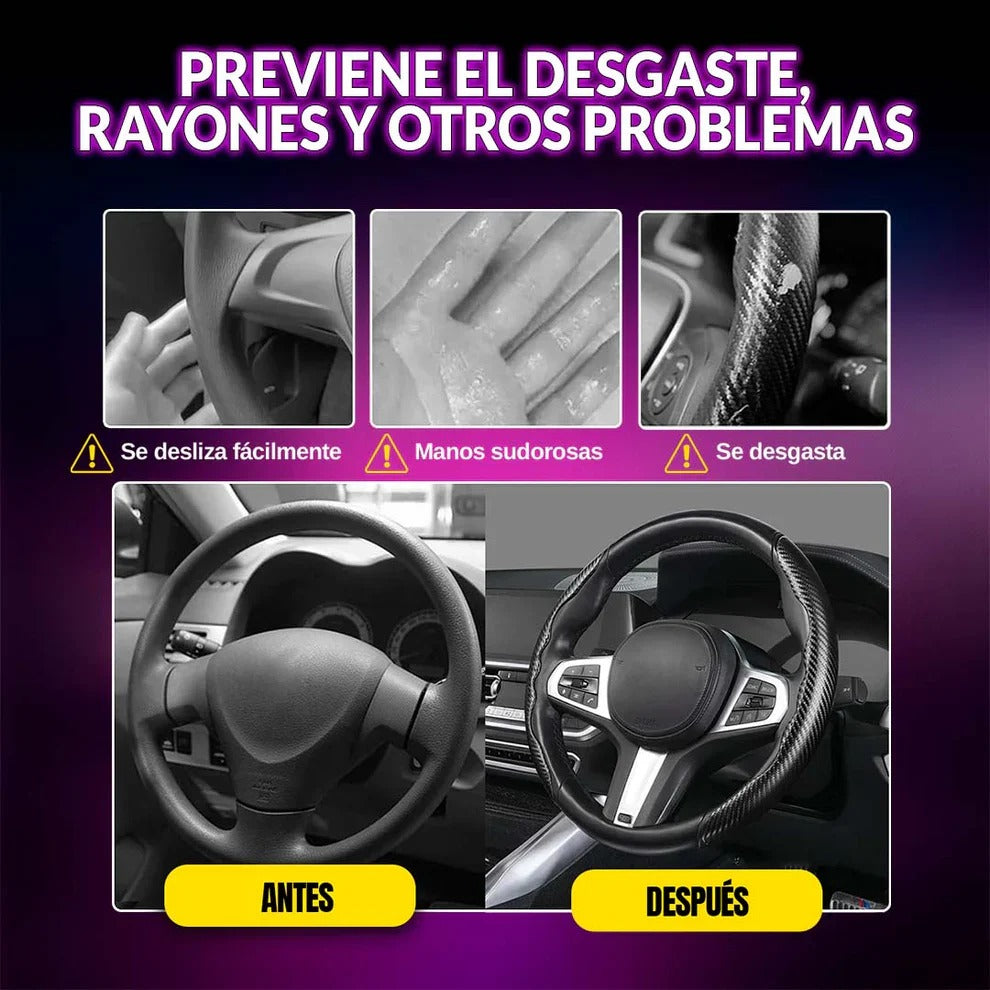 Protector de Volante Estilo Fibra de Carbono