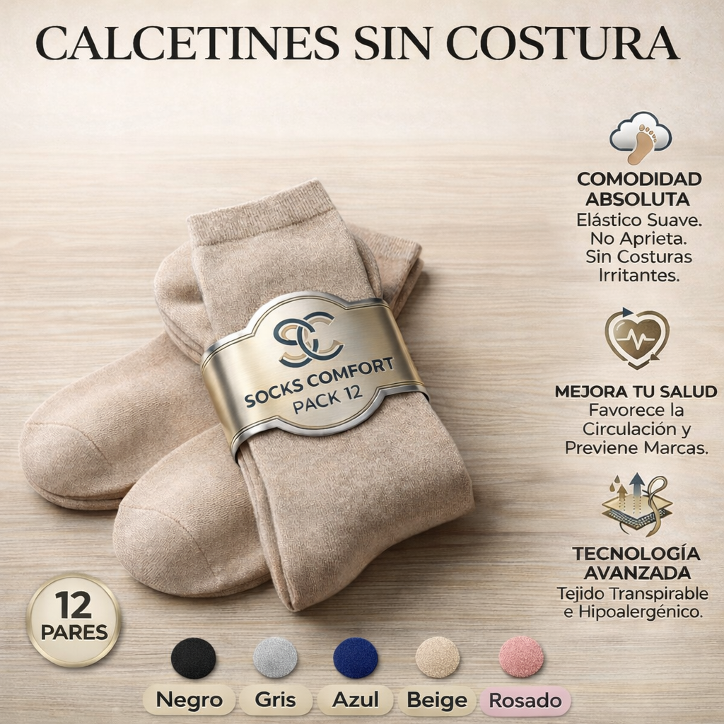 Calcetines Confort Pack 12® - Salud, Comodidad y Tecnología