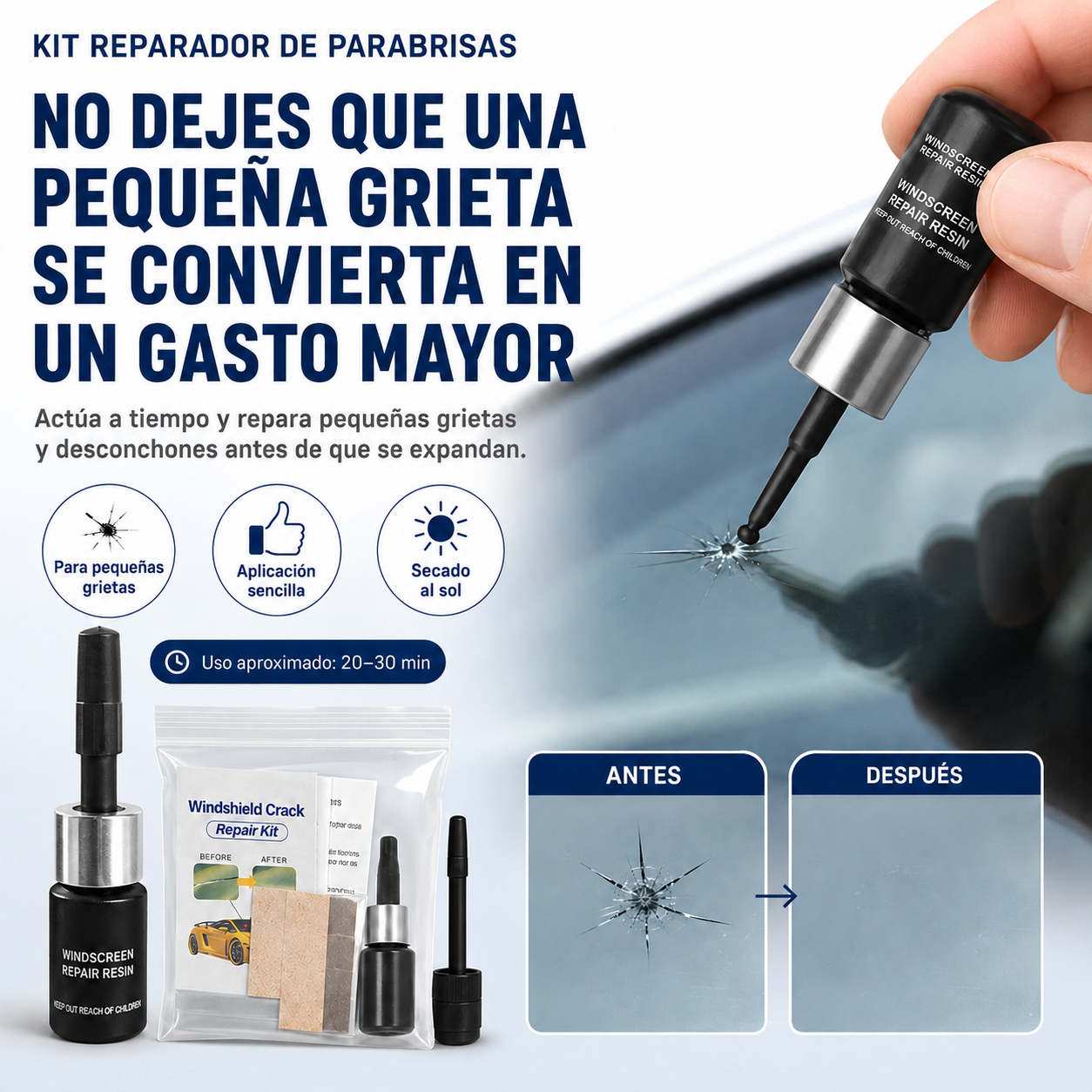 Detén la grieta hoy antes de cambiar el vidrio completo