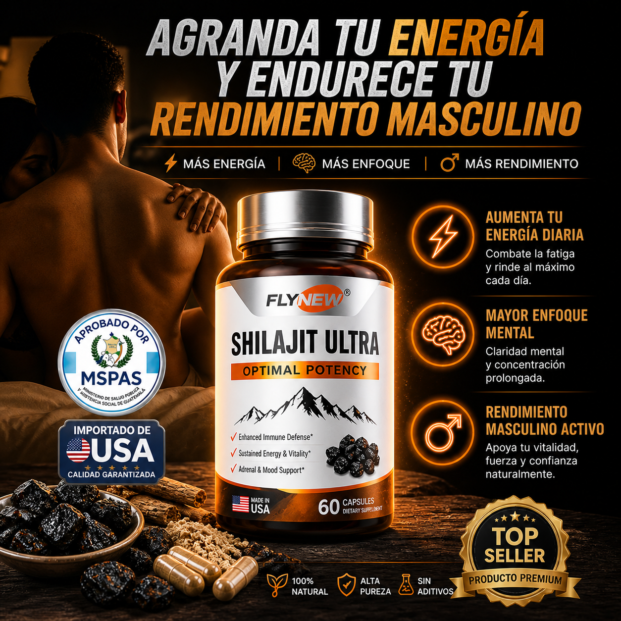 Shilajit Premium® - Recupera tu energía masculina en 21 días
