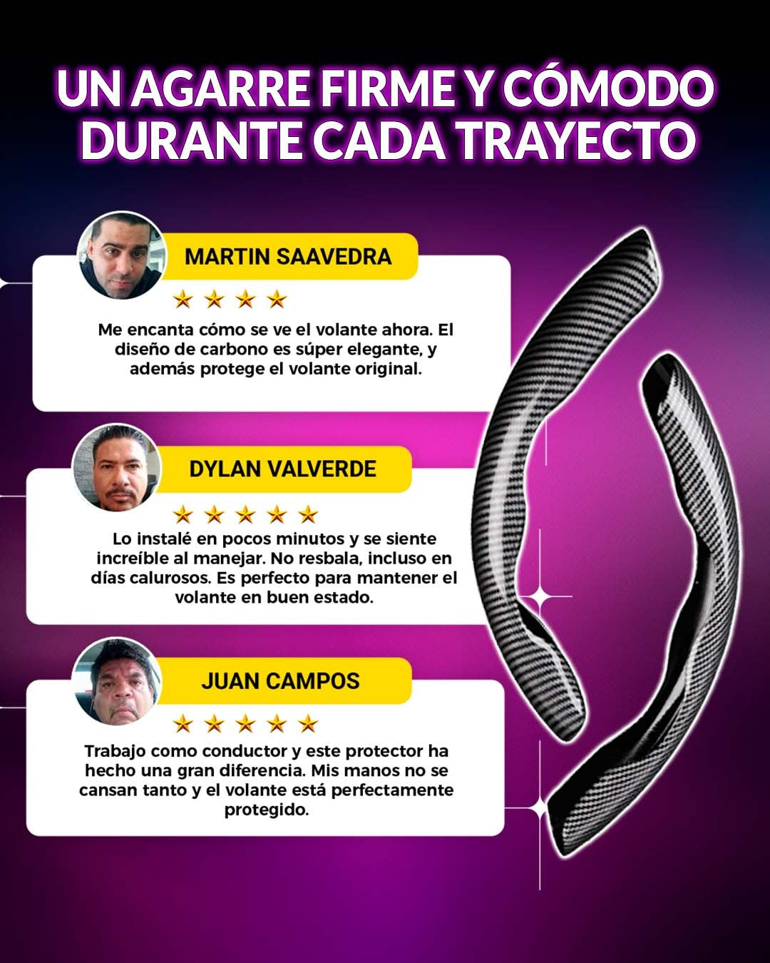 Protector de Volante Estilo Fibra de Carbono